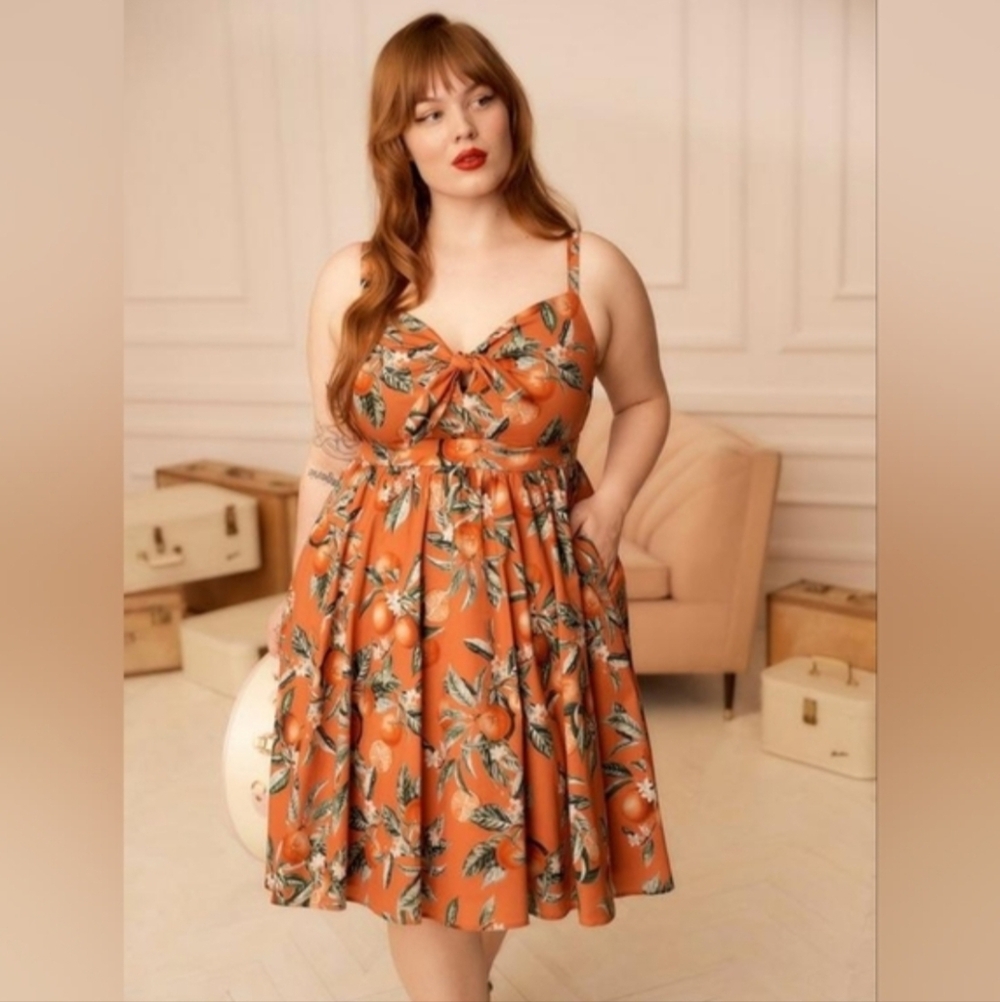 NEW Torrid Retro Chic Orange Blossom Dress Sz 0 NWOT 0X 12 14 L XL - Picture 8 of 9
